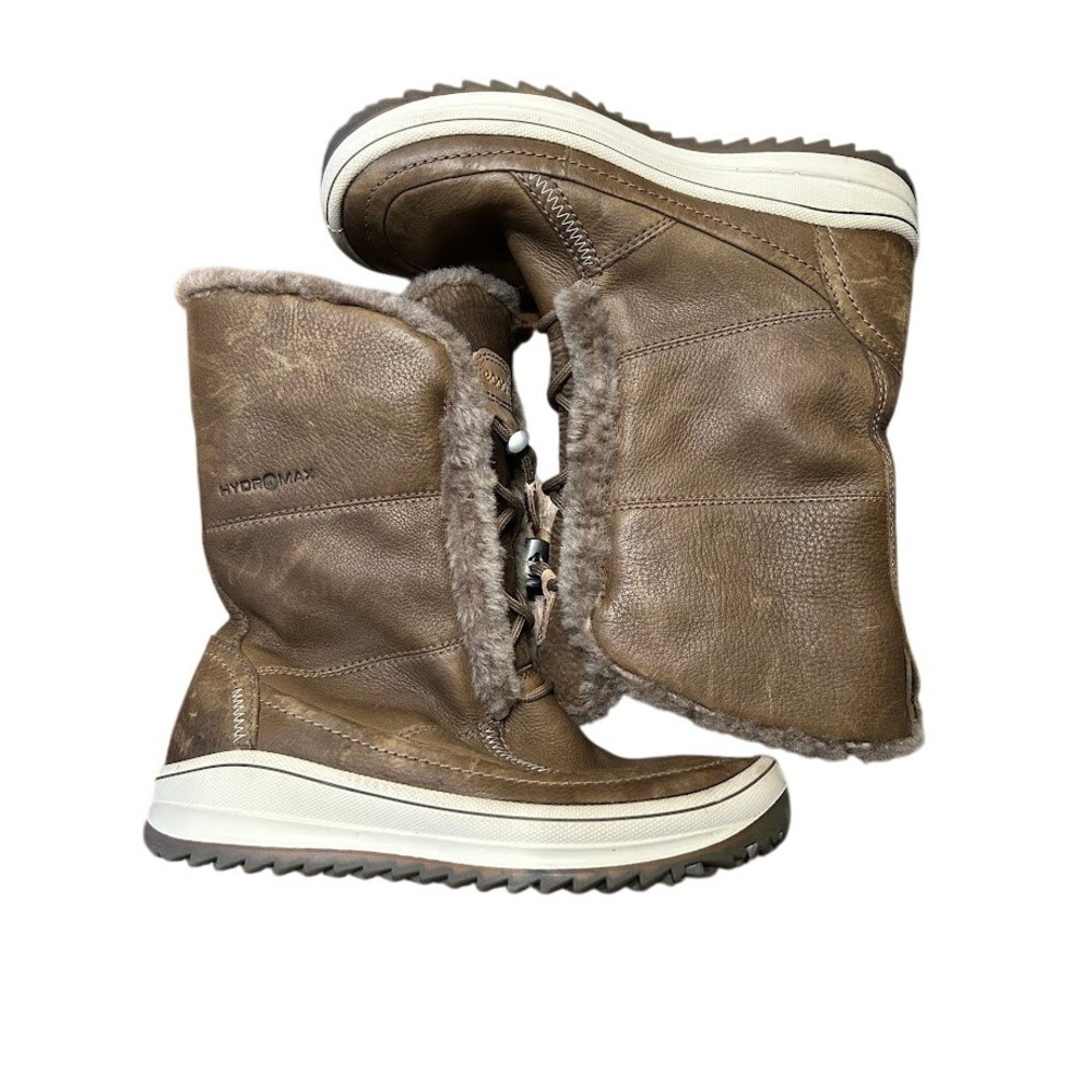 Ecco Hydromax Leather Pull On Winter Boots Women's EU 37 US 6.5-7 Brown